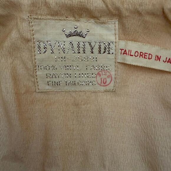 Vintage 1970s Dynahyde Faux Leather Jacket Cropped Boxy Contrast Trim Women's 10 - Picture 7 of 16